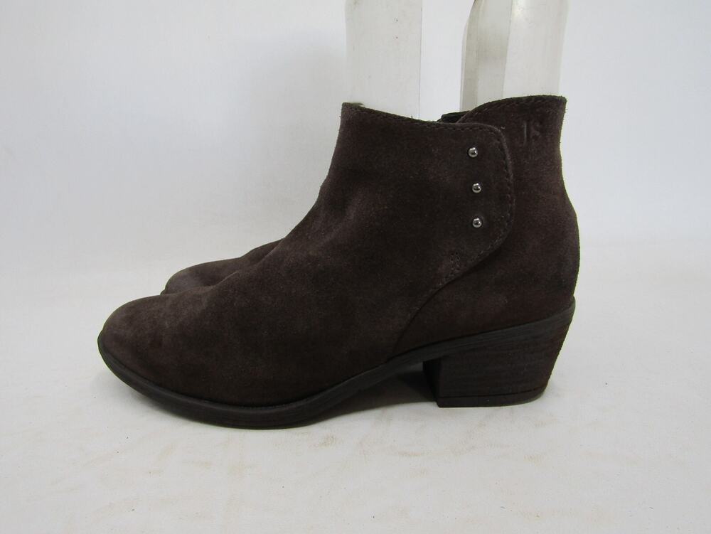 Josef Seibel Womens Size 37 EUR Brown Suede Buckle Zip Ankle Boots Booties